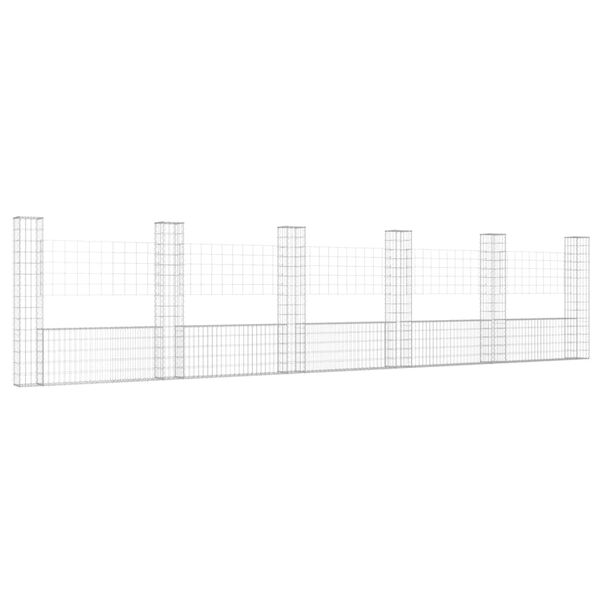 vidaXL Συρματοκιβώτιο σε U Σχήμα με 6 Στύλους 620x20x150 εκ Σιδερένιο
