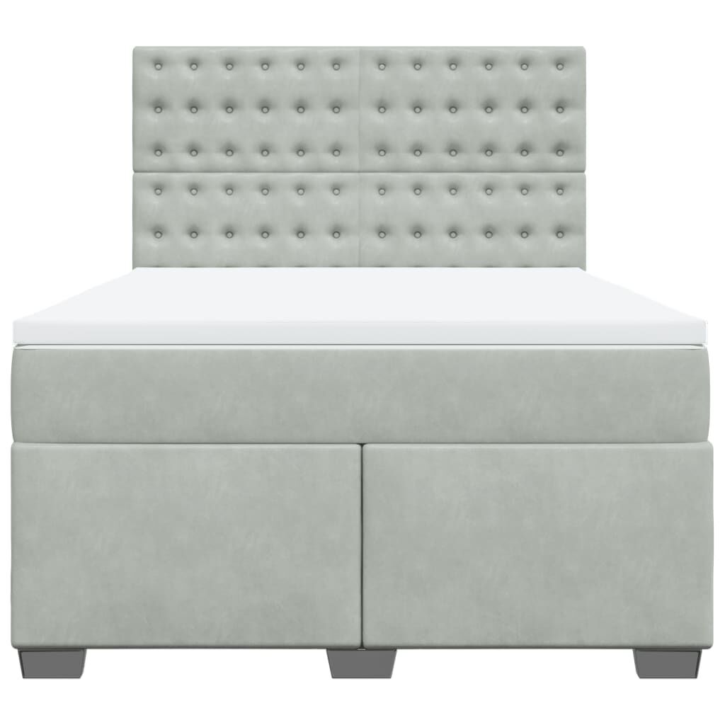 vidaXL Κρεβάτι Boxspring με Στρώμα Ανοιχτό Γκρι 160x200 εκ. Βελούδινο