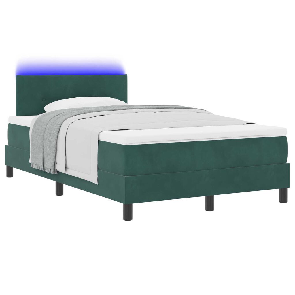 vidaXL Κρεβάτι με ελατήρια Σκούρο πράσινο 120 x 190 cm Βελούδο