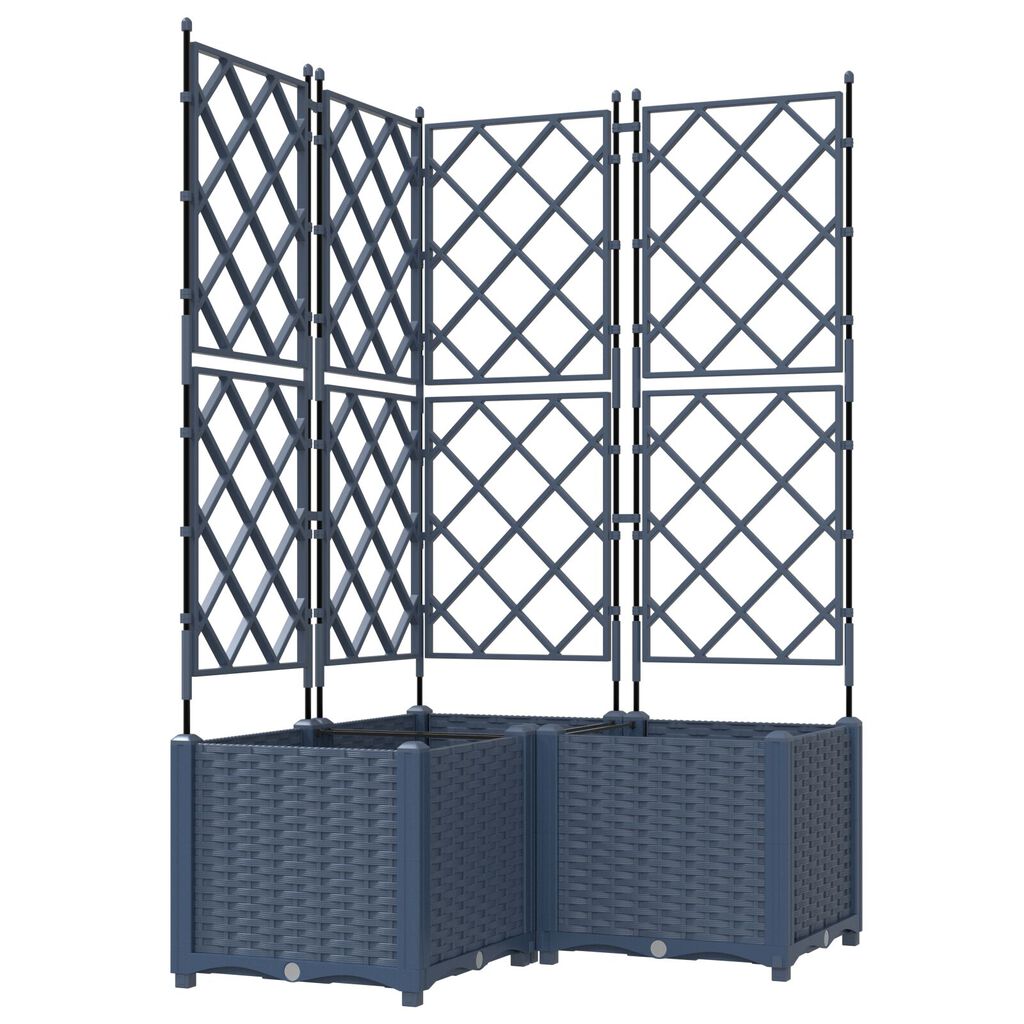 vidaXL Γλάστρα Κήπου με Πέργκολα 3 τεμ Γκρι 80x80x143 εκ