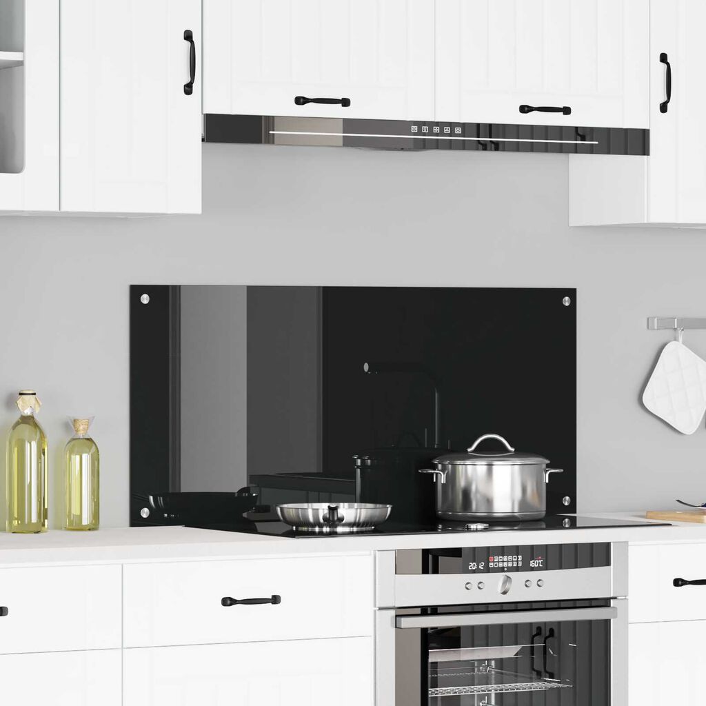 vidaXL Πλακάκι Κουζίνας Μαύρο 110x50x0,6 εκ Γυαλί Σαπουνοειδές