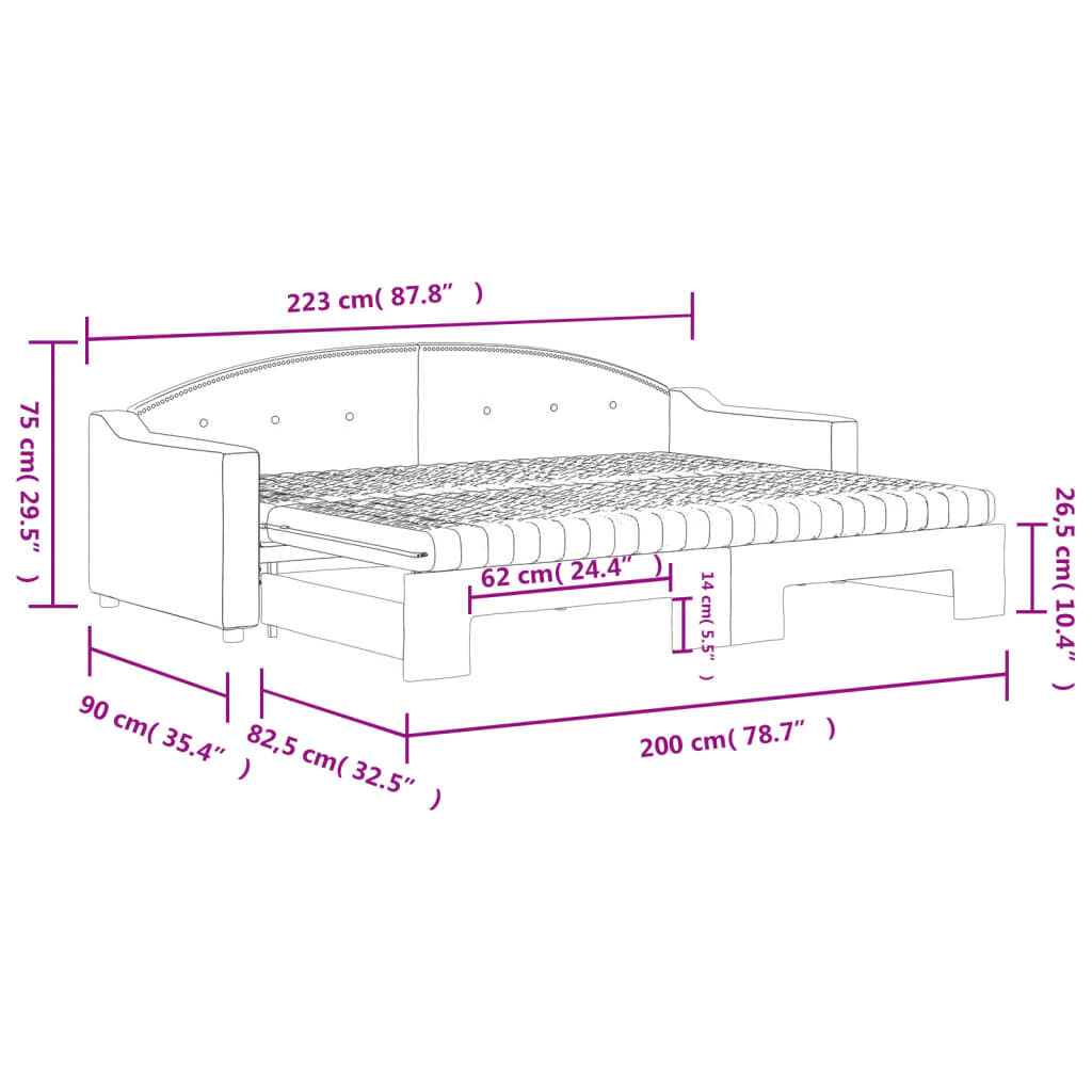 vidaXL Καναπές Κρεβάτι Συρόμενος Κρεμ 80x200 εκ. Υφασμάτινος Στρώματα
