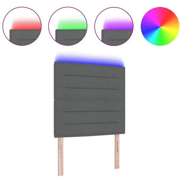 vidaXL LED κεφαλάρι με φώτα λωρίδας LED Σκούρο γκρι 100 cm ύφασμα