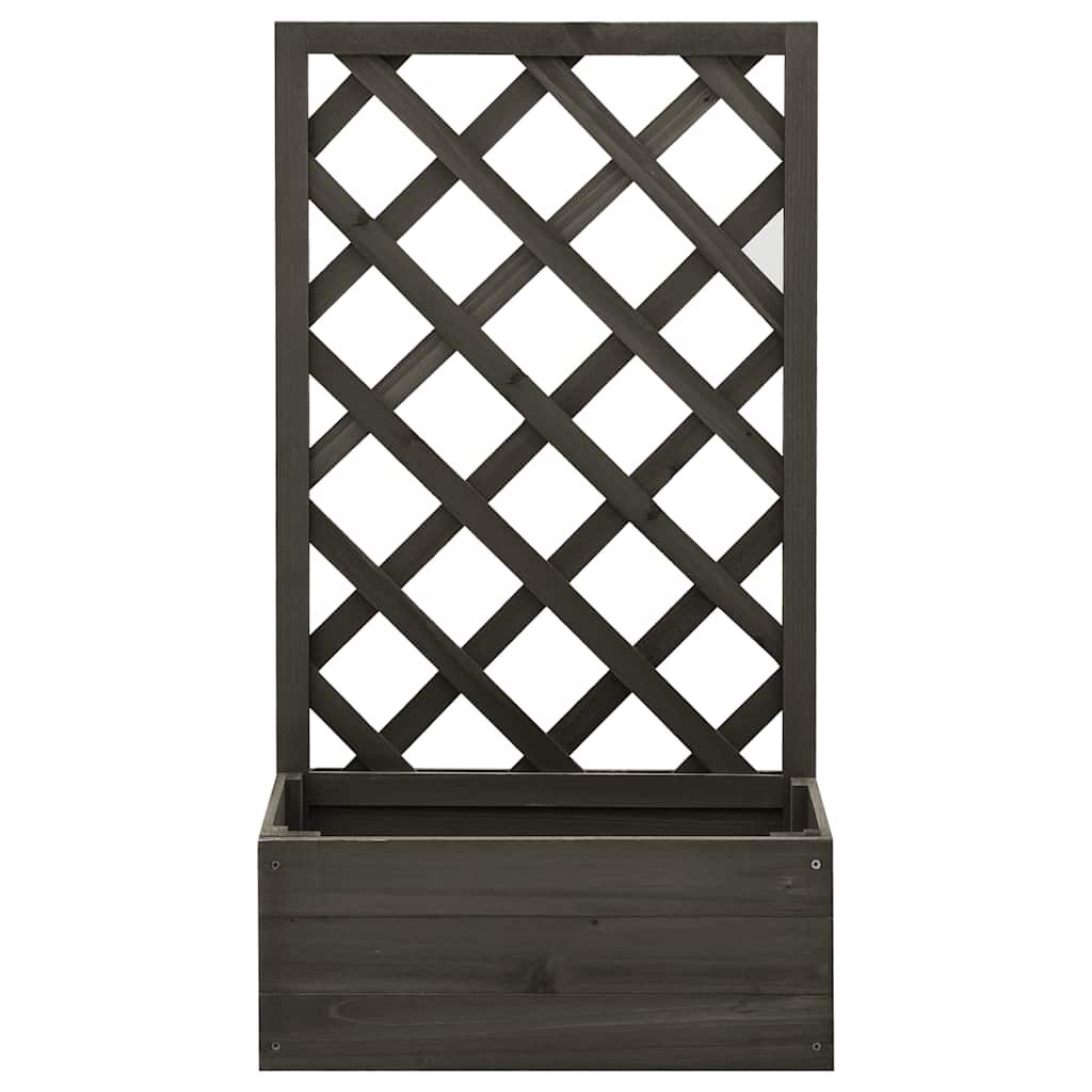 vidaXL Γλάστρα Κήπου με Καφασωτό Γκρι 50x25x90 εκ. Μασίφ Ξύλο Ελάτης