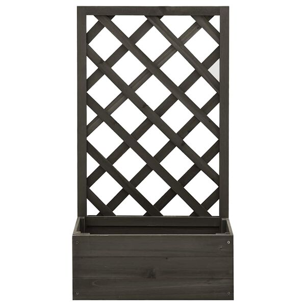 vidaXL Γλάστρα Κήπου με Καφασωτό Γκρι 50x25x90 εκ. Μασίφ Ξύλο Ελάτης