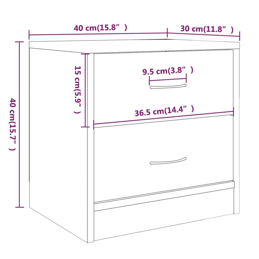 vidaXL Κομοδίνο Χρώμα Καφέ Δρυς 40 x 30 x 40 εκ. Επεξεργασμένο Ξύλο
