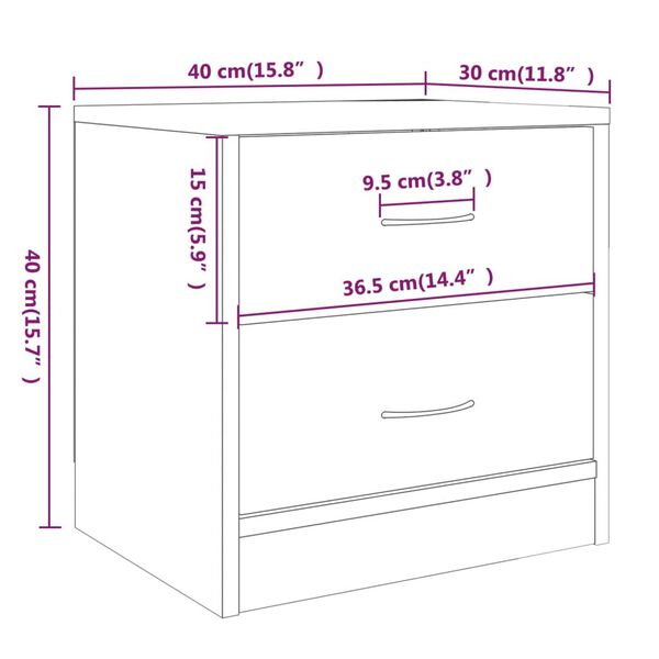vidaXL Κομοδίνο Χρώμα Καφέ Δρυς 40 x 30 x 40 εκ. Επεξεργασμένο Ξύλο
