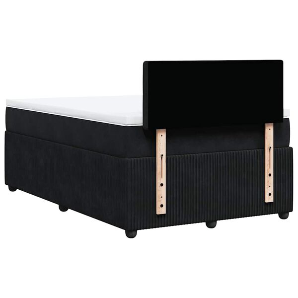 vidaXL Κρεβάτι Boxspring με Στρώμα Μαύρο 120x190 εκ. Βελούδινο
