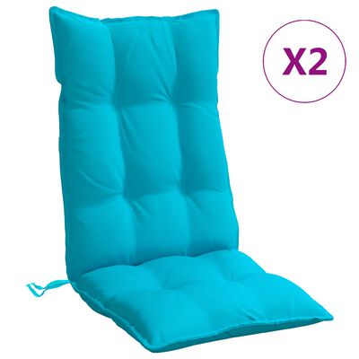 vidaXL Μαξιλάρια Καρέκλας με Ψηλή Πλάτη 2 τεμ. Τιρκουάζ Ύφασμα Oxford