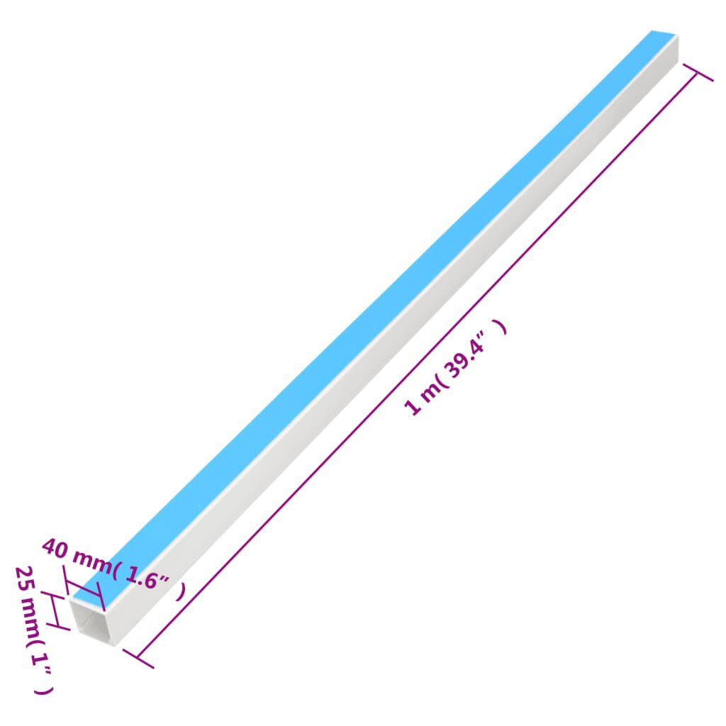 vidaXL Κανάλι Καλωδίων Αυτοκόλλητο 40 x 25 χιλ. 10 μ. από PVC