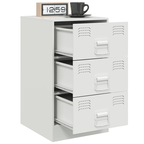 vidaXL Κομοδίνο Λευκό 34,5x39x62 εκ. από Χάλυβα