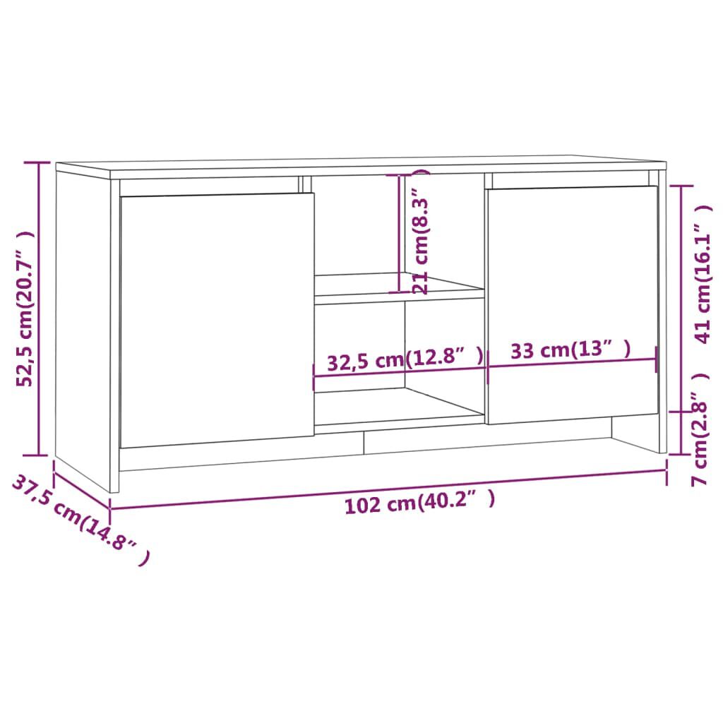vidaXL Έπιπλο Τηλεόρασης Καφέ Δρυς 102x37,5x52,5 εκ. από Επεξεργ. Ξύλο