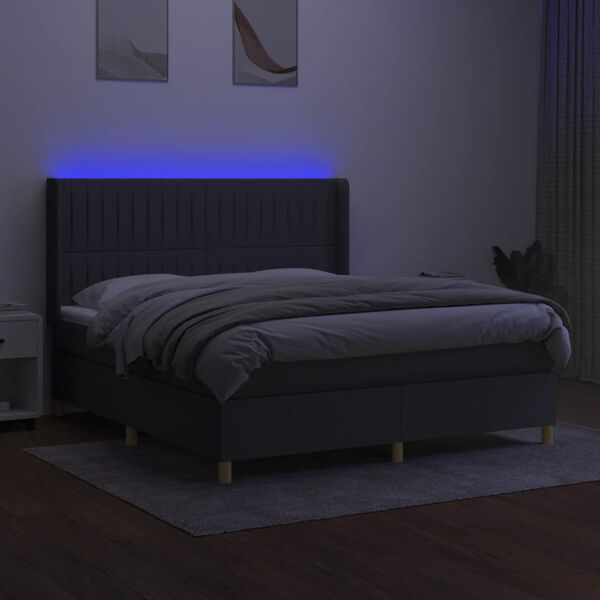 vidaXL &Kappa;&rho;&epsilon;&beta;ά&tau;&iota; Boxspring &mu;&epsilon; &Sigma;&tau;&rho;ώ&mu;&alpha; & LED &Sigma;&kappa;.&Gamma;&kappa;&rho;&iota; 160x200 &epsilon;&kappa; &Upsilon;&phi;&alpha;&sigma;&mu;ά&tau;&iota;&nu;&omicron;