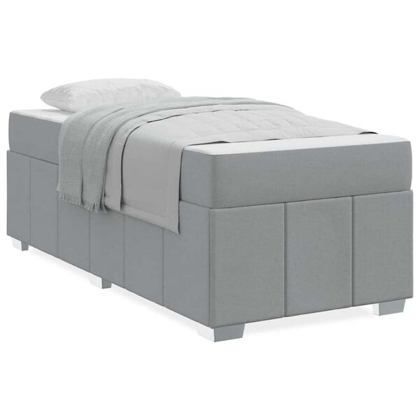 vidaXL Σκελετός Κρεβατιού Ανοιχτό γκρι 90 x 200 cm ύφασμα