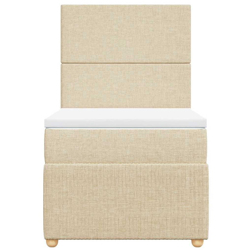 vidaXL Κρεβάτι Boxspring με Στρώμα Κρεμ 100 x 200 εκ. Υφασμάτινο