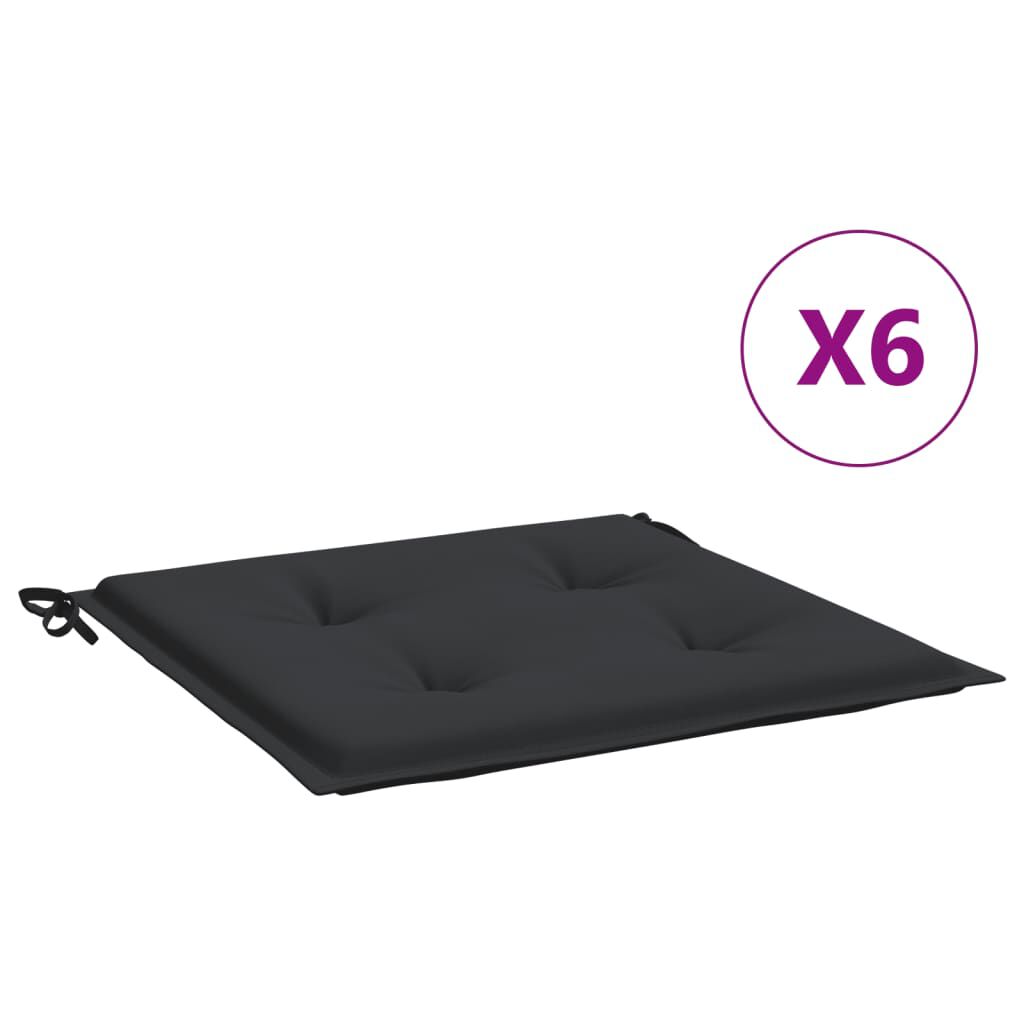 vidaXL Μαξιλάρια Καρέκλας Κήπου 6 τεμ. Μαύρα 50x50x3 εκ. Oxford Ύφασμα