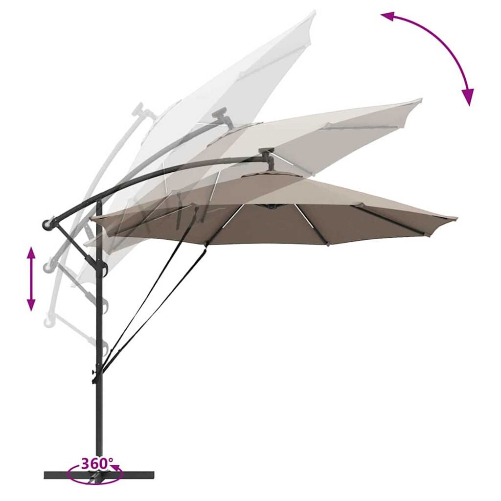 vidaXL Ομπρέλα Cantilever Banana Taupe 294 x 294 x 248 cm