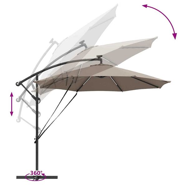vidaXL Ομπρέλα Cantilever Banana Taupe 294 x 294 x 248 cm