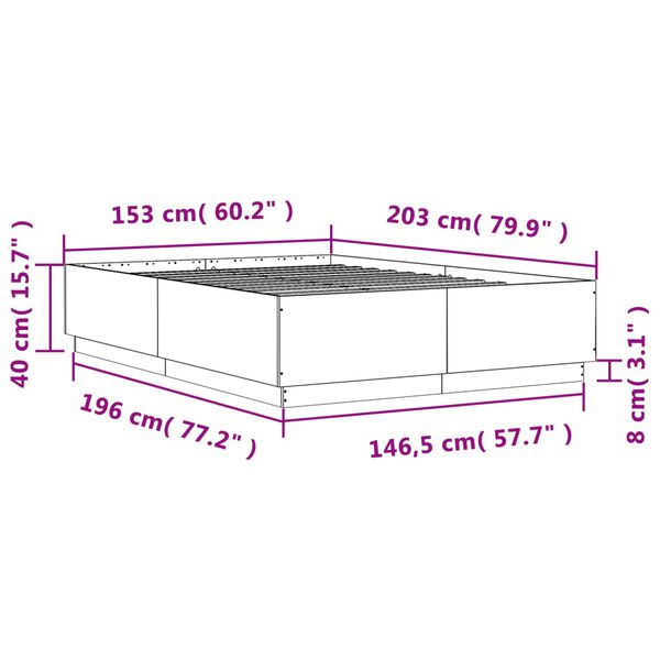 vidaXL Πλαίσιο Κρεβατιού Γκρι Sonoma 150x200 εκ. Επεξεργασμένο Ξύλο