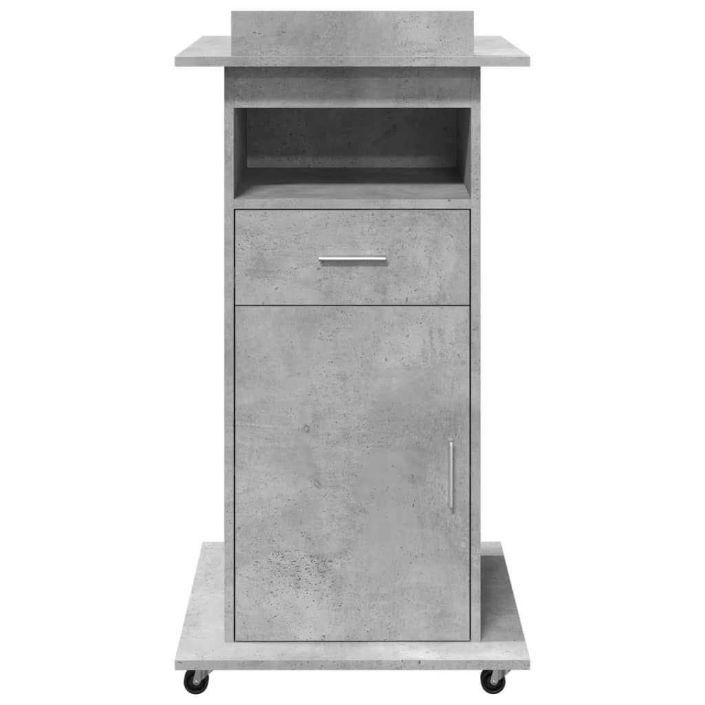 vidaXL Αναλόγιο με Ροδάκια & Συρτάρι Γκρι Σκυρ. 55x55x107εκ Επεξ. Ξύλο