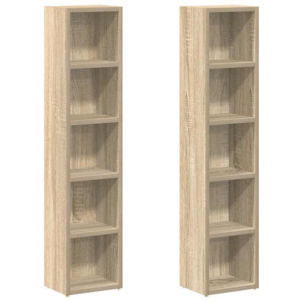 vidaXL Έπιπλα για CD 2 τεμ. Sonoma Δρυς 21x16x93,5 εκ. από Μοριοσανίδα