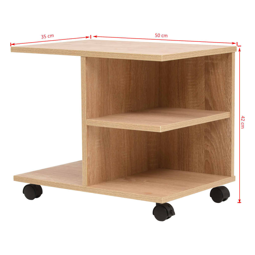 vidaXL Ραφιέρα με Ρόδες Χρώμα Δρυός 50 x 35 x 42 εκ.