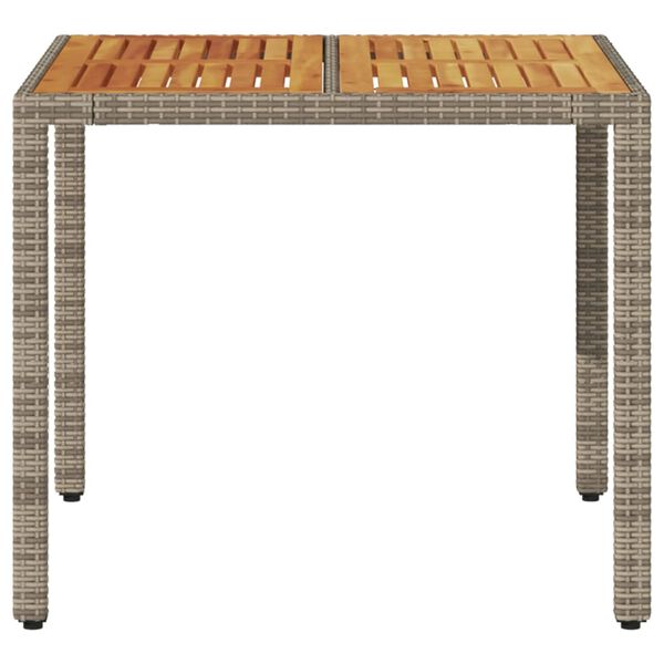 vidaXL Τραπέζι Κήπου Επιφάνεια Ακακίας Γκρι 90x90x75 εκ. Συνθ. Ρατάν