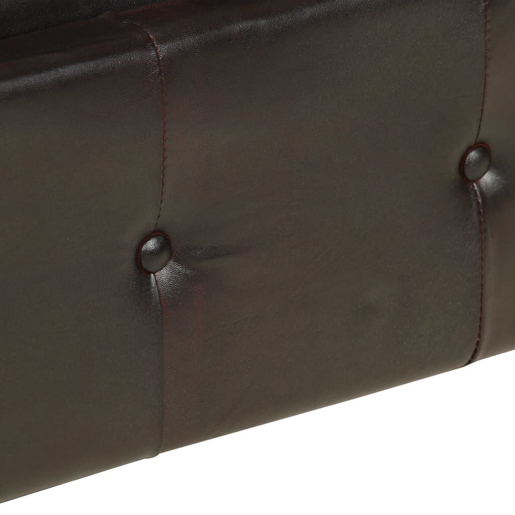 vidaXL Καναπές Διθέσιος Chesterfield Καφέ από Γνήσιο Δέρμα