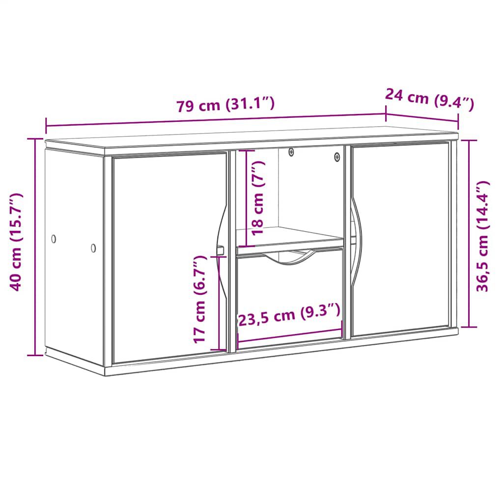 vidaXL Έπιπλο Τηλεόρασης με Συρτάρι ODDA 79x24x40εκ. Μασίφ Ξύλο Πεύκου