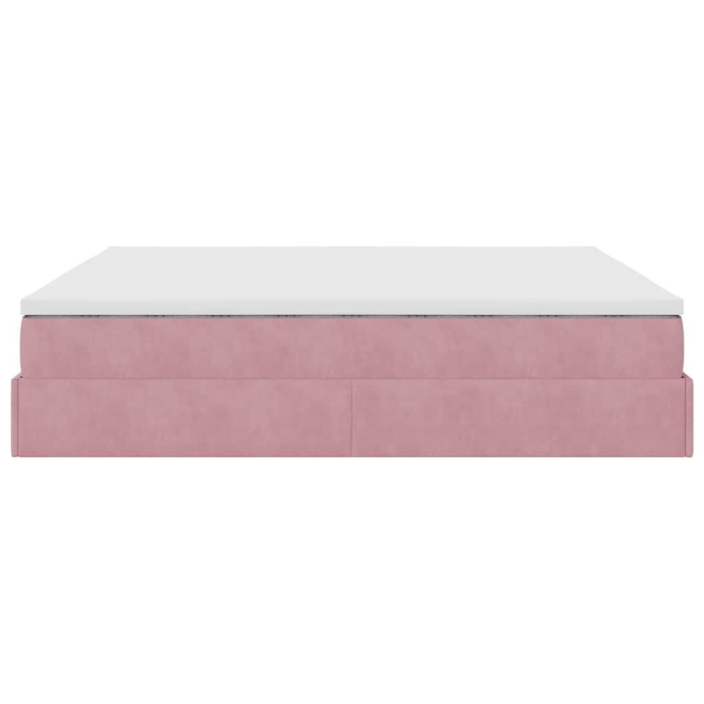 vidaXL Οθωμανικό κρεβάτι με στρώμα ροζ 180x200cm Velvet