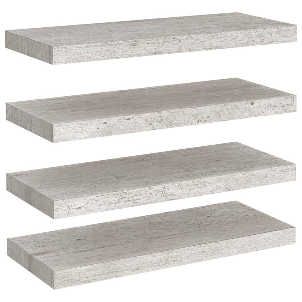 vidaXL Ράφια Τοίχου 4 τεμ. Γκρι Σκυροδέματος 60 x 23,5 x 3,8 εκ. MDF