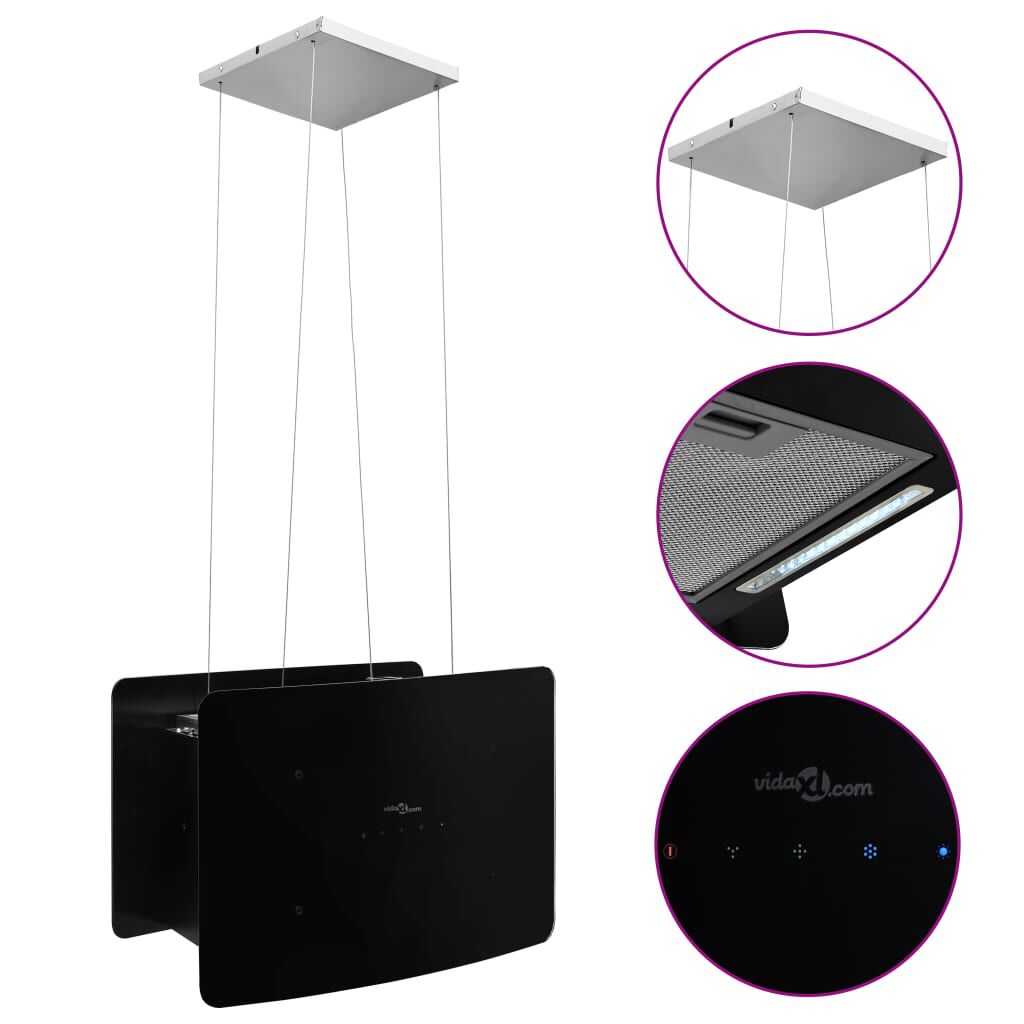 vidaXL Απορροφητήρας Νησίδα Κρεμαστός Αφής με LCD από Ψημένο Γυαλί