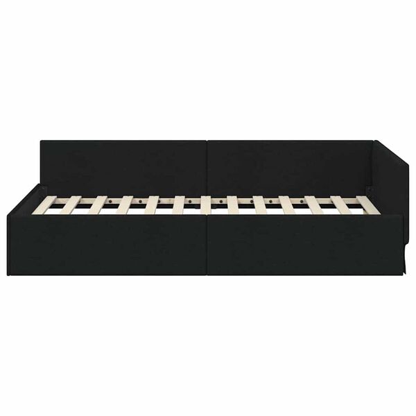 vidaXL Κρεβάτι Γωνίας Μαύρο 80 x 200 cm Ύφασμα και Έργο ξύλου