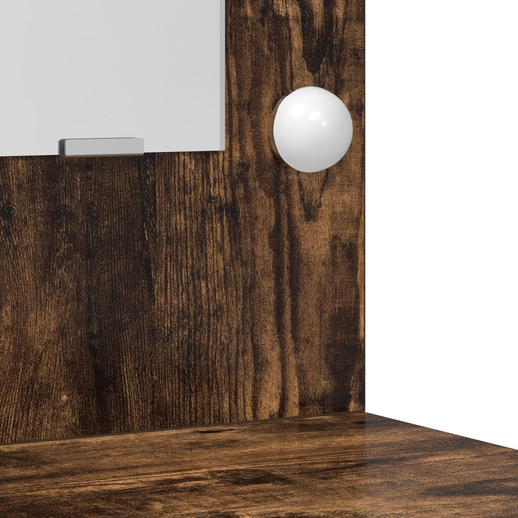 vidaXL Τραπέζι Μακιγιάζ με Φώτα LED Καπνιστή Δρυς 50x41x135 εκ.