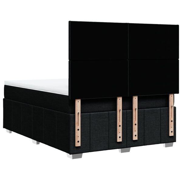 vidaXL Κρεβάτι Boxspring με Στρώμα Μαύρο 140x190 εκ. Υφασμάτινο