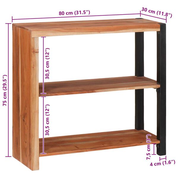 vidaXL Βιβλιοθήκη Καφέ, Μαύρο 80 x 30 x 110 εκ. Στερεό Ξύλο Ακακίας