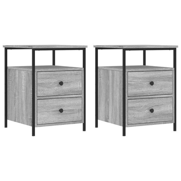 vidaXL Κομοδίνα 2 τεμ. Γκρι Sonoma 44x45x60 εκ. από Επεξεργασμένο Ξύλο