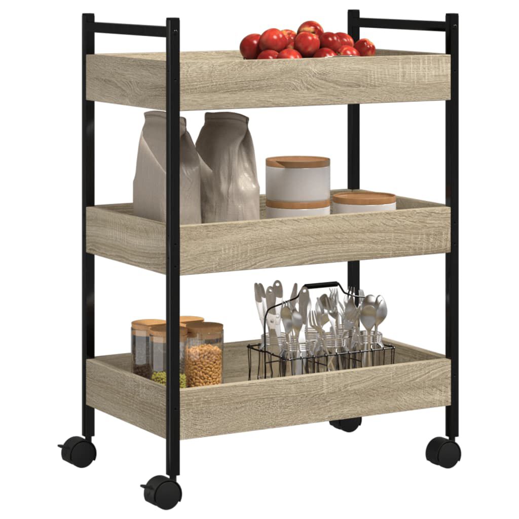 vidaXL Τρόλεϊ Κουζίνας Sonoma Δρυς 50x30x70 εκ. από Επεξεργασμένο Ξύλο