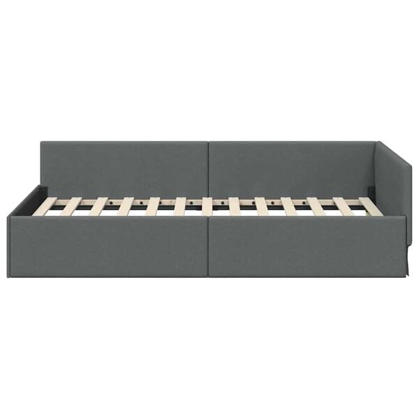 vidaXL Κρεβάτι Γωνίας Σκούρο γκρι 80 x 200 cm Ύφασμα και Έργο ξύλου