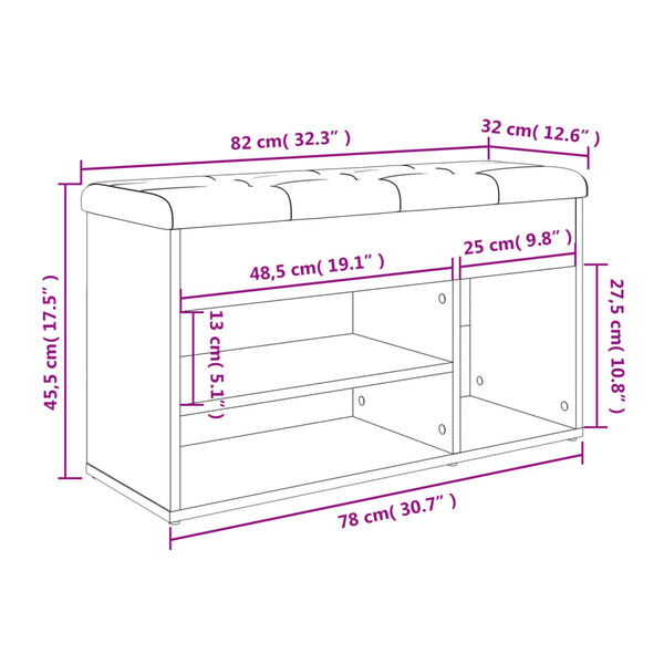 vidaXL Παπουτσοθήκη Sonoma Δρυς 82x32x45,5 εκ. από Επεξεργασμένο Ξύλο