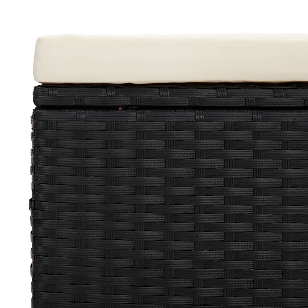 vidaXL Σκαμπό με Μαξιλάρι Μαύρο 110 x 30 x 40 εκ. από Συνθετικό Ρατάν