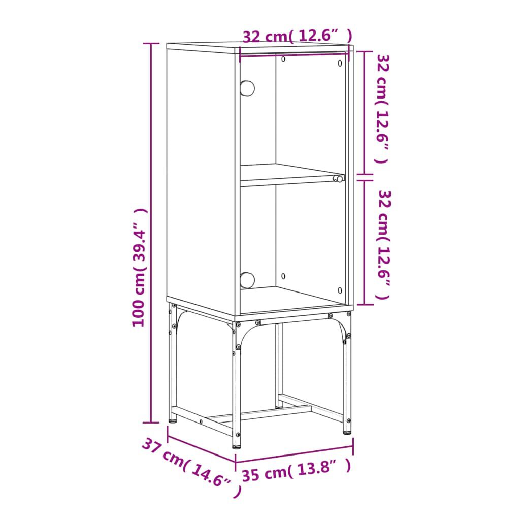 vidaXL Βοηθητικό Ντουλάπι Λευκό 35x37x100 εκ. με Γυάλινες Πόρτες