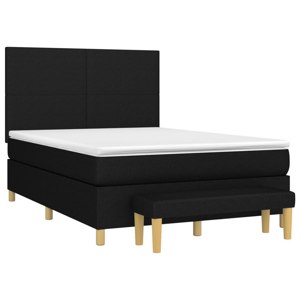 vidaXL Κρεβάτι Boxspring με Στρώμα Μαύρο 140x190 εκ. Υφασμάτινο