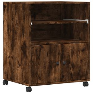 vidaXL Βάση Εκτυπωτή με Ρόδες Καπνιστή Δρυς 60 x 48 x 74 εκ.