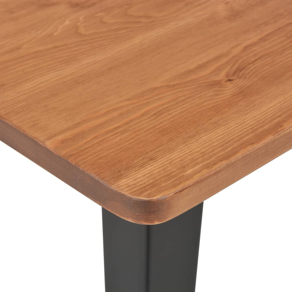 vidaXL Τραπέζι Μπαρ μαύρος 60x60x108 εκ. από Μασίφ Ξύλο Πεύκου/Ατσάλι
