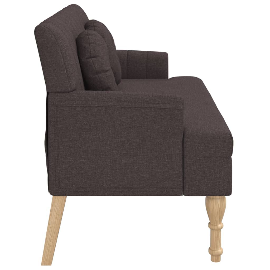 vidaXL Παγκάκι Σκούρο Καφέ 113x64,5x75,5 εκ. Υφασμάτινο με Μαξιλάρια