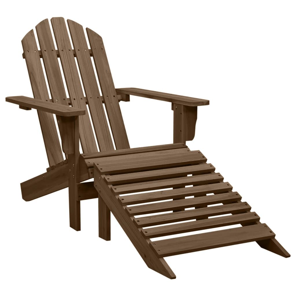 vidaXL Καρέκλα Κήπου Adirondack Καφέ με Ottoman & Τραπέζι Ξύλο Ελάτης