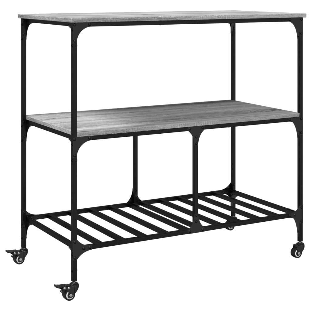 vidaXL Τρόλεϊ Κουζίνας Sonoma Γκρι 100x50x95 εκ. Επεξεργασμένο Ξύλο