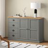 vidaXL Μπουφές με Συρτάρια VIGO Γκρι 113x40x75 εκ. Μασίφ Ξύλο Πεύκο