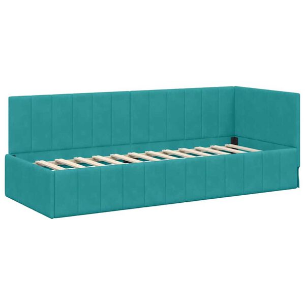 vidaXL Κρεβάτι Γωνίας με κεφαλάρι Τιρκουάζ 80 x 200 cm Βελούδο